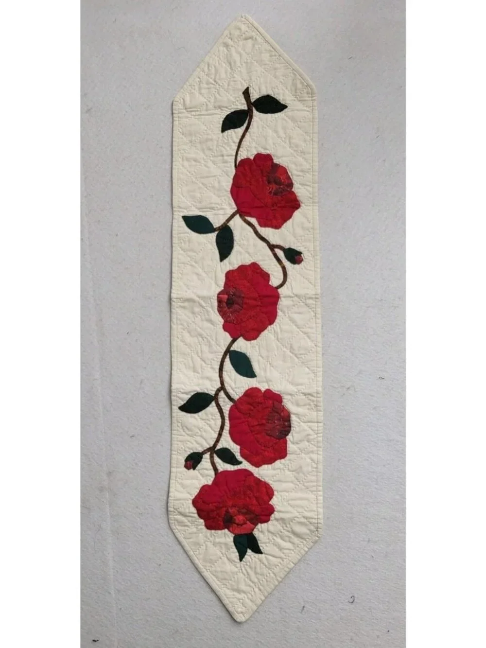 Lovely vintage Rose roses wall hang quilted wall accent homemade art